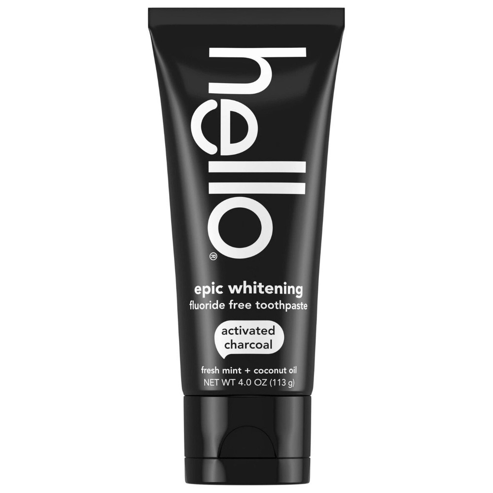 Hello Whitening Charcoal Fluoride Free Toothpaste, Activated Charcoal + Mint